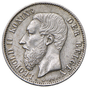 obverse: BELGIO. Leopoldo II (1865-1909). 50 Centesimi 1886. AG (g 2,54). KM 26. SPL