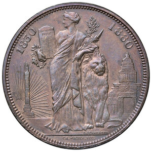 reverse: BELGIO. Leopoldo II (1865-1909). Medaglia su modulo da 5 franchi per il cinquantenario del Regno. CU (g 25,13 - 37,00 mm). KMX 8a. Colpi al bordo. SPL