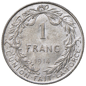 reverse: BELGIO. Alberto (1910-1934). 1 Franco 1914. AG (g 5,00). KM 73. SPL+