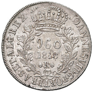 obverse: BRASILE. Joao VI (1816-1826). 960 reis 1818 R. AG (g 26,83). KM 326.1 SPL