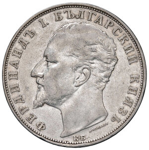 obverse: BULGARIA. Ferdinando I (1887-1918). 5 Leva 1894 KB. AG (g 24,85). KM 18. Colpetti al bordo. BB