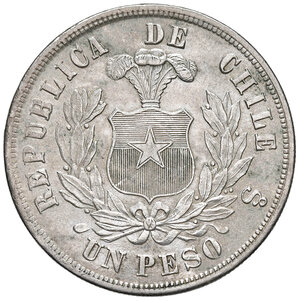 obverse: CILE. Repubblica. Peso 1877. AG (g 25,05). KM 142.1. BB+/qSPL