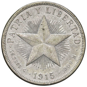 reverse: CUBA. Repubblica. Peso 1915. AG (g 26,56). KM 15.1. BB+