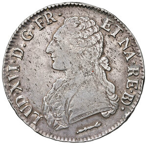 obverse: FRANCIA. Luigi XVI (1774-1792). Ecu aux lauriers 1783 (Pau). AG (g 29,18). Gad. 356a.  BB/BB+