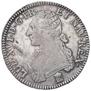 obverse: FRANCIA. Luigi XVI (1774-1792). Ecu aux lauriers 1785 K (Bordeaux). AG (g 29,12). Gad. 356.  qBB/BB