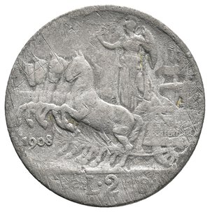 obverse: Falso Epoca - Vittorio Emanuele III - 2 Lire Quadriga 1908 RARO