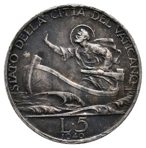 obverse: VATICANO - Pio XII - 5 Lire argento 1940