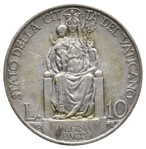 obverse: VATICANO - Pio XI - 10 Lire argento 1934