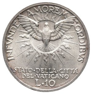 obverse: VATICANO - Sede Vacante - 10 Lire argento 1939 FDC