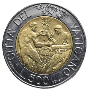 obverse: VATICANO - Giovanni Paolo II - 500 Lire bimetallico 1998 RARO