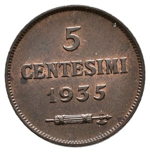 obverse: SAN MARINO - 5 Centesimi 1935 QFDC Tracce Rosse