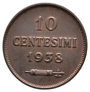 obverse: SAN MARINO - 10 Centesimi 1938 QFDC Tracce Rosse