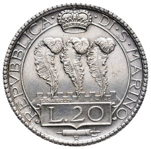 reverse: SAN MARINO - 20 Lire argento 1931 FDC Qfdc