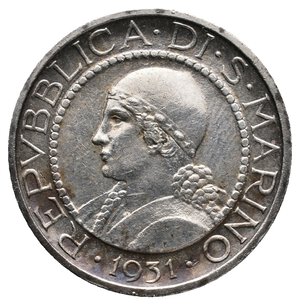 obverse: SAN MARINO - 5 Lire argento 1931