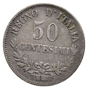 obverse: VITTORIO EMANUELE II - 50 Centesimi argento 1863 Milano