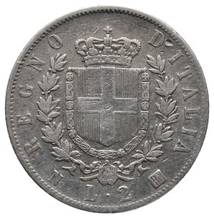 obverse: VITTORIO EMANUELE II - 2 Lire Stemma argento 1863 Napoli