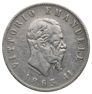 reverse: VITTORIO EMANUELE II - 2 Lire Stemma argento 1863 Napoli