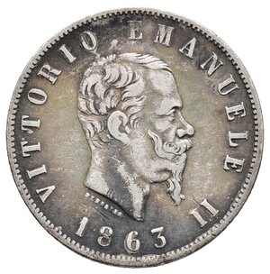 reverse: VITTORIO EMANUELE II - 2 Lire Stemma argento 1863 Napoli