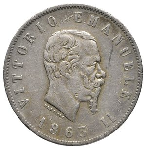 reverse: VITTORIO EMANUELE II - 2 Lire Stemma argento 1863 Napoli