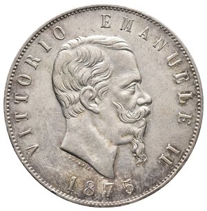 obverse: VITTORIO EMANUELE II - 5 Lire (Scudone) argento 1875 Roma RARA QFDC  ECCEZIONALE