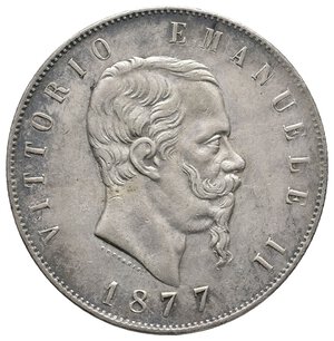 obverse: VITTORIO EMANUELE II - 5 Lire (Scudone) argento 1877  R QSPL