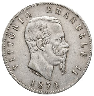 obverse: VITTORIO EMANUELE II - 5 Lire (Scudone) argento 1874 M