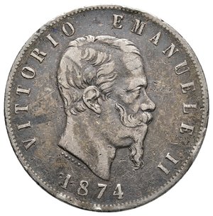 obverse: VITTORIO EMANUELE II - 5 Lire (Scudone) argento 1874 M