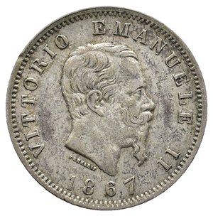 reverse: VITTORIO EMANUELE II - 1 Lira argento 1867 Milano  Eccelsa