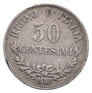 obverse: VITTORIO EMANUELE II - 50 Centesimi Valore argento 1866 Milano