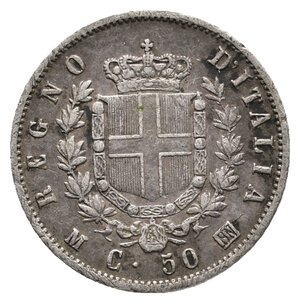 obverse: VITTORIO EMANUELE II - 50 Centesimi Stemma argento 1863 Milano