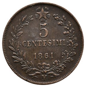 obverse: VITTORIO EMANUELE II - 5 Centesimi 1861 M