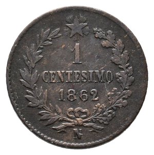 obverse: VITTORIO EMANUELE II - 1 Centesimo 1862 N CIFRA 1 SOTTO IL 2