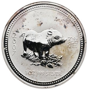 obverse: AUSTRALIA - Oncia argento Anno Del Maiale 2007 macchiata