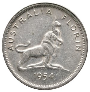 obverse: AUSTRALIA - Elizabeth II - Florin argento 1954