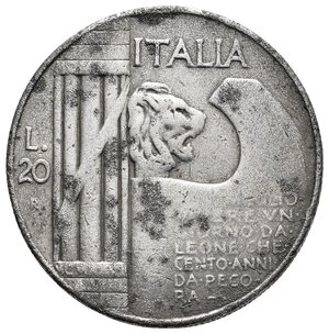 reverse: FALSO EPOCA - Vittorio Emanuele III - 20 Lire Elmetto 1928 RARO