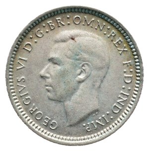 reverse: AUSTRALIA - George VI -Three Pence  argento 1948