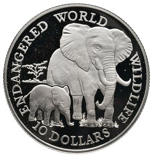 obverse: COOK ISLANDS - Elizabeth II - 10 Dollars argento 1990 Endangered world wildlife Proof