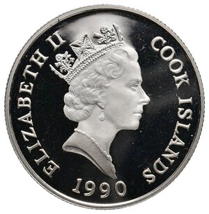 reverse: COOK ISLANDS - Elizabeth II - 10 Dollars argento 1990 Olimpiadi Barcellona 92