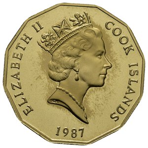 reverse: COOK ISLANDS - Elizabeth II - 5 Dollars 1987 Proof