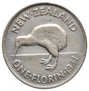 obverse: NEW ZEALAND - George VI - 1 Florin argento 1941