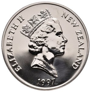 reverse: NEW ZEALAND - Elizabeth II - 5 Dollars argento 1997 Christ Church