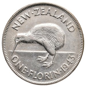 obverse: NEW ZEALAND - George VI - 1 Florin argento 1943