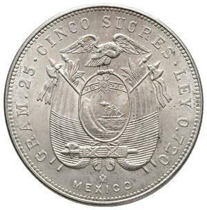 reverse: ECUADOR - 5 Sucres argento 1943