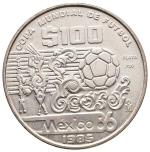 obverse: MESSICO - 100 Pesos argento 1986 Soccer Mexico 86