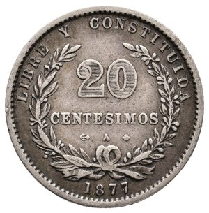 obverse: URUGUAY - 20 Centesimos argento 1877