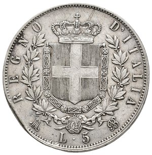 obverse: ERRORE - Vittorio Emanuele II - 5 Lire (scudone) 1875 M Tondello Tranciato