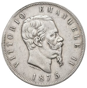 reverse: ERRORE - Vittorio Emanuele II - 5 Lire (scudone) 1875 M Tondello Tranciato