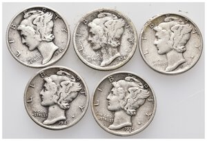 obverse: U.S.A. - Lotto Dime Mercury argento 