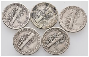 reverse: U.S.A. - Lotto Dime Mercury argento 