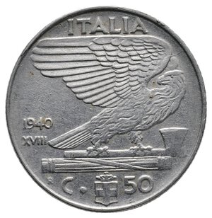 obverse: ERRORE - Vittorio Emanuele III - 50 Centesimi 1940  Asse Spostato 270°